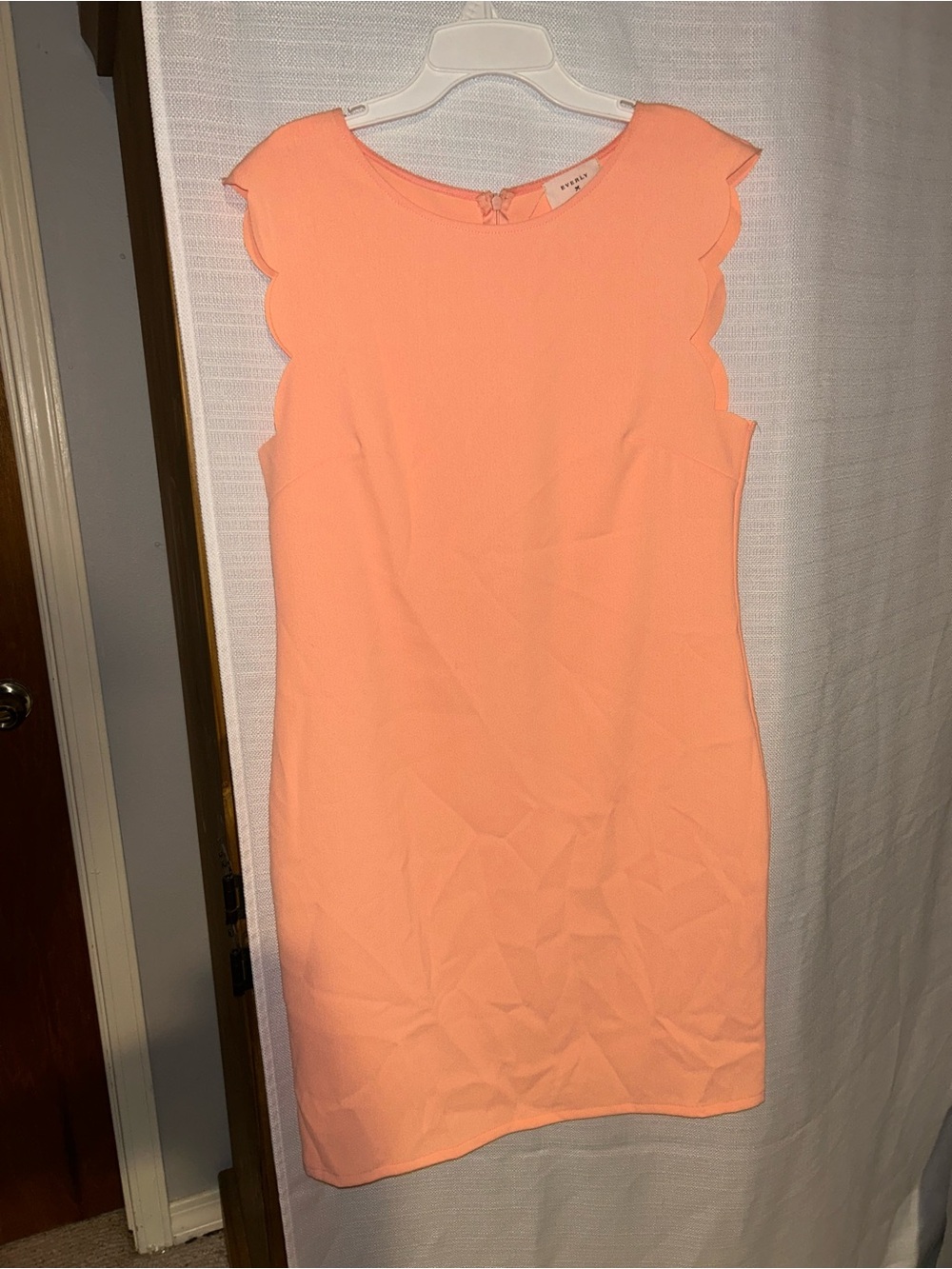 Sleeveless Scallop Sheath Dress in Peach
